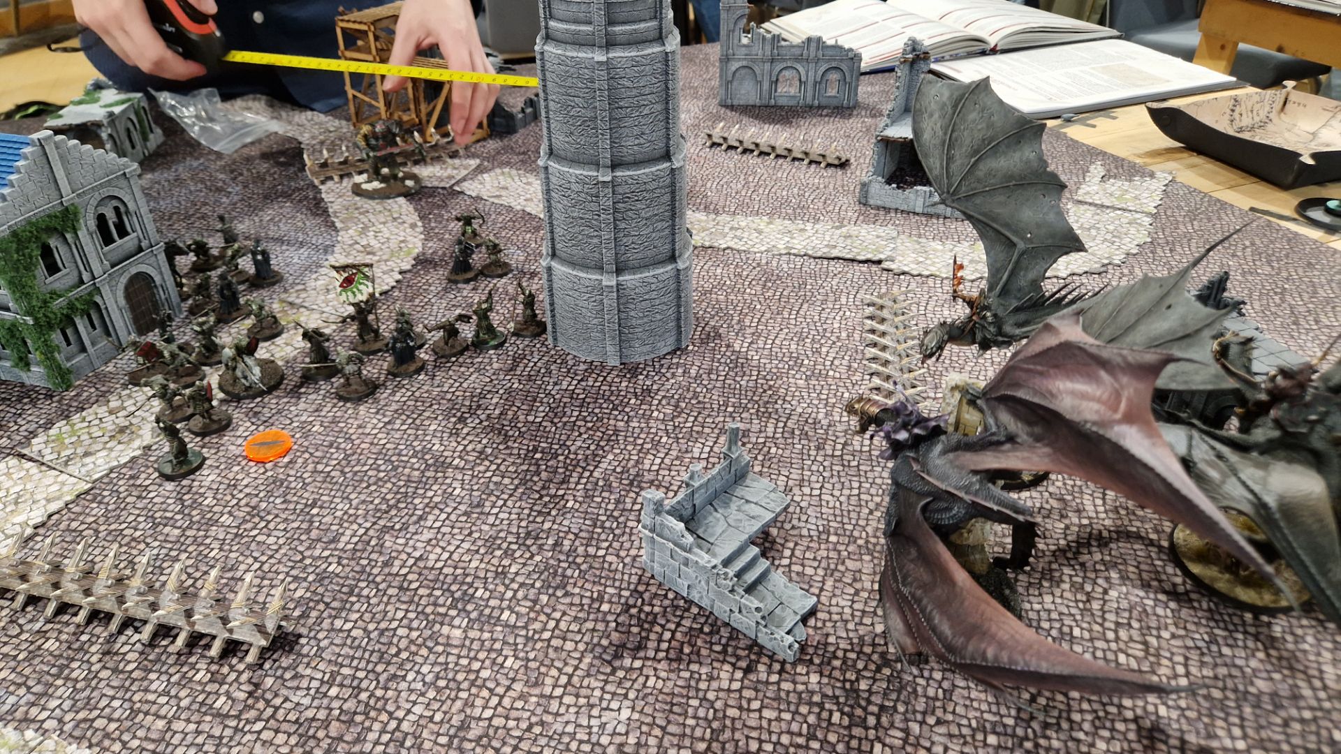 Setting up my new defensive line, away from the scary stuff.