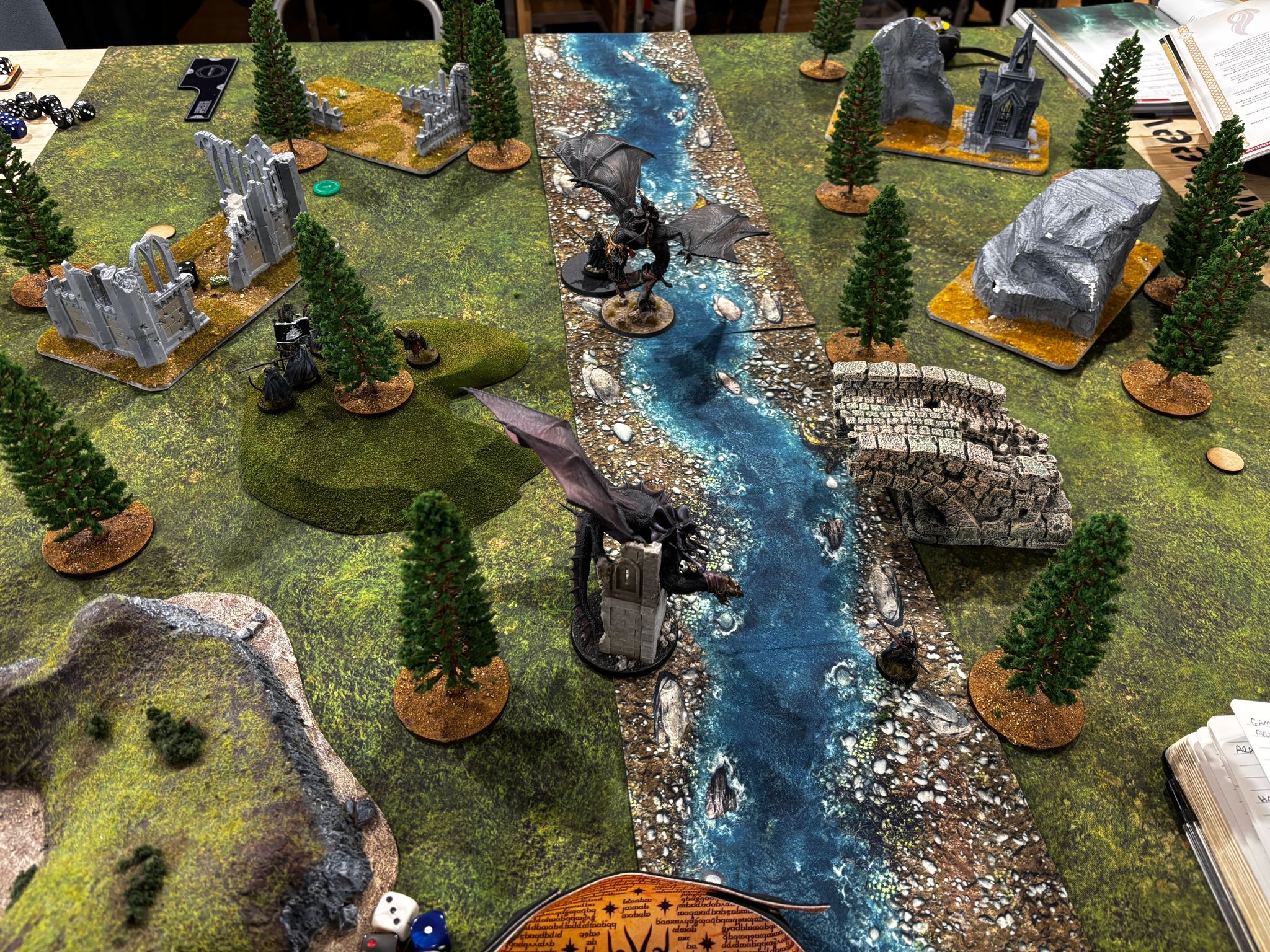 Mid-game and the battle has split, Dave faced off against the band of 4 straggling rangers (though he had killed 3 by this point) and Khamul and the WK went for the rest