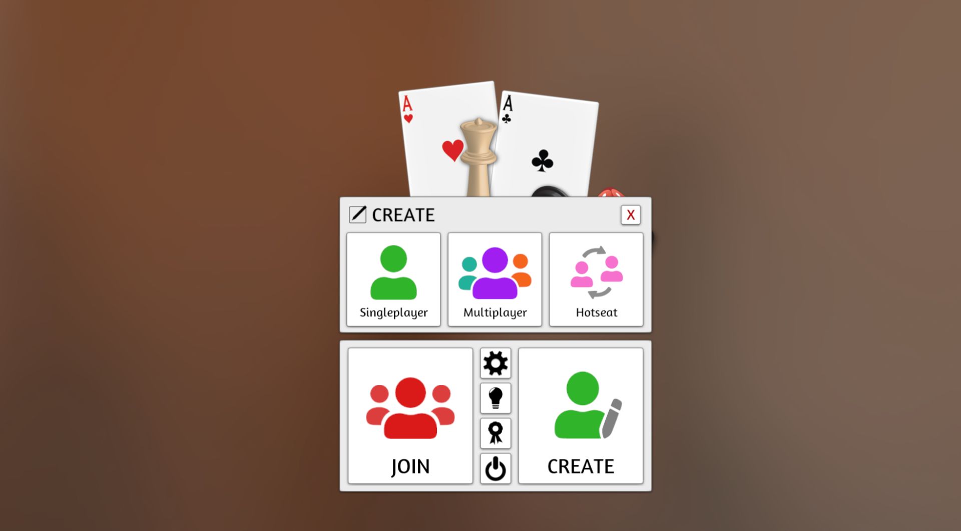 Screenshot from TTS home page, showing how to create a new game.