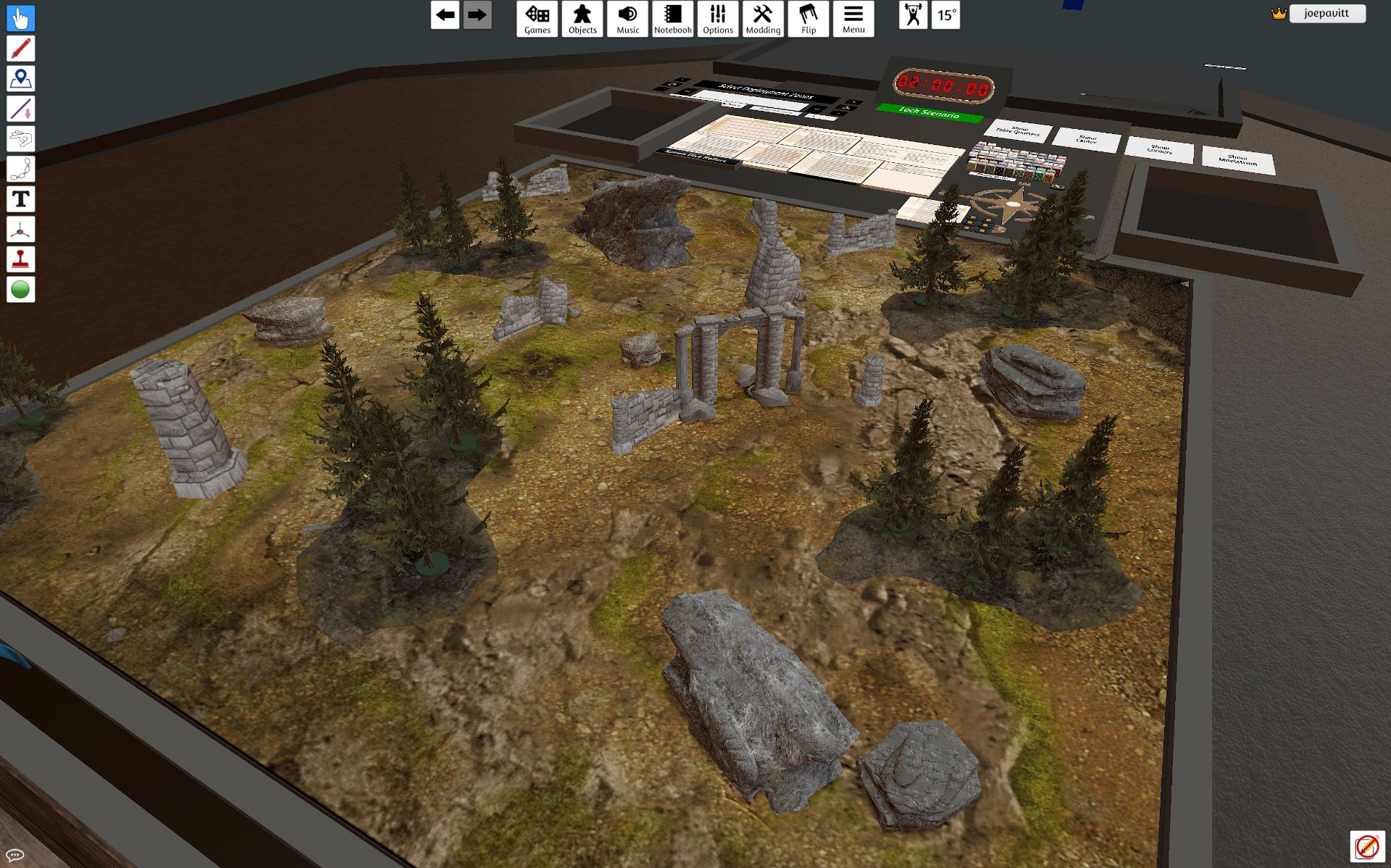 The "Arnor" map loaded into the MESBG Tabletop Simulator environment