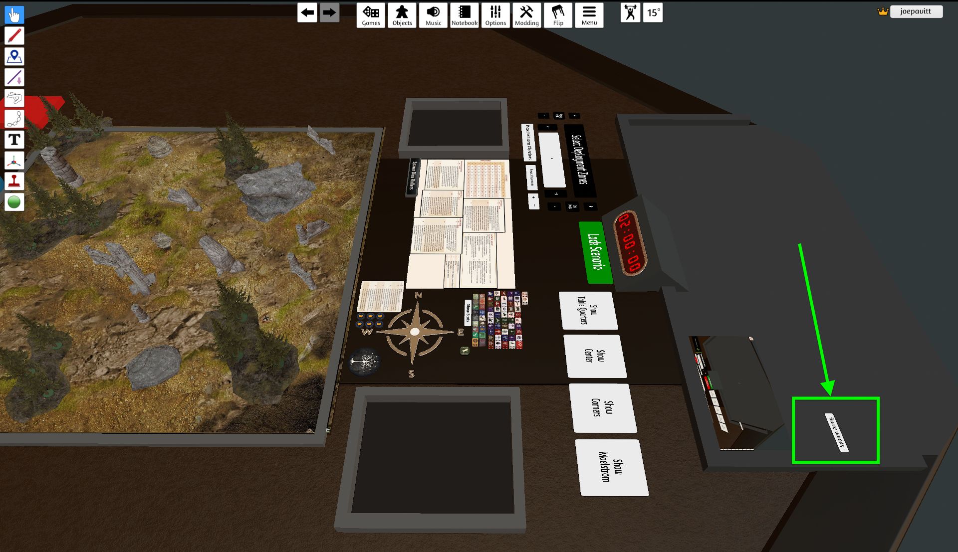 Look out for the "Spawn Army" button at the north-end of the table.