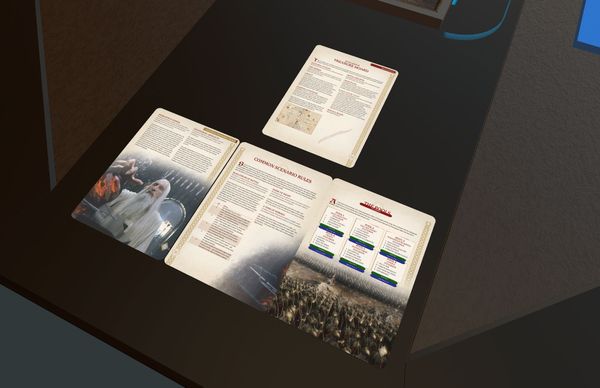 Screenshot from the south-end of the table, showing the available scenarios in MESBG