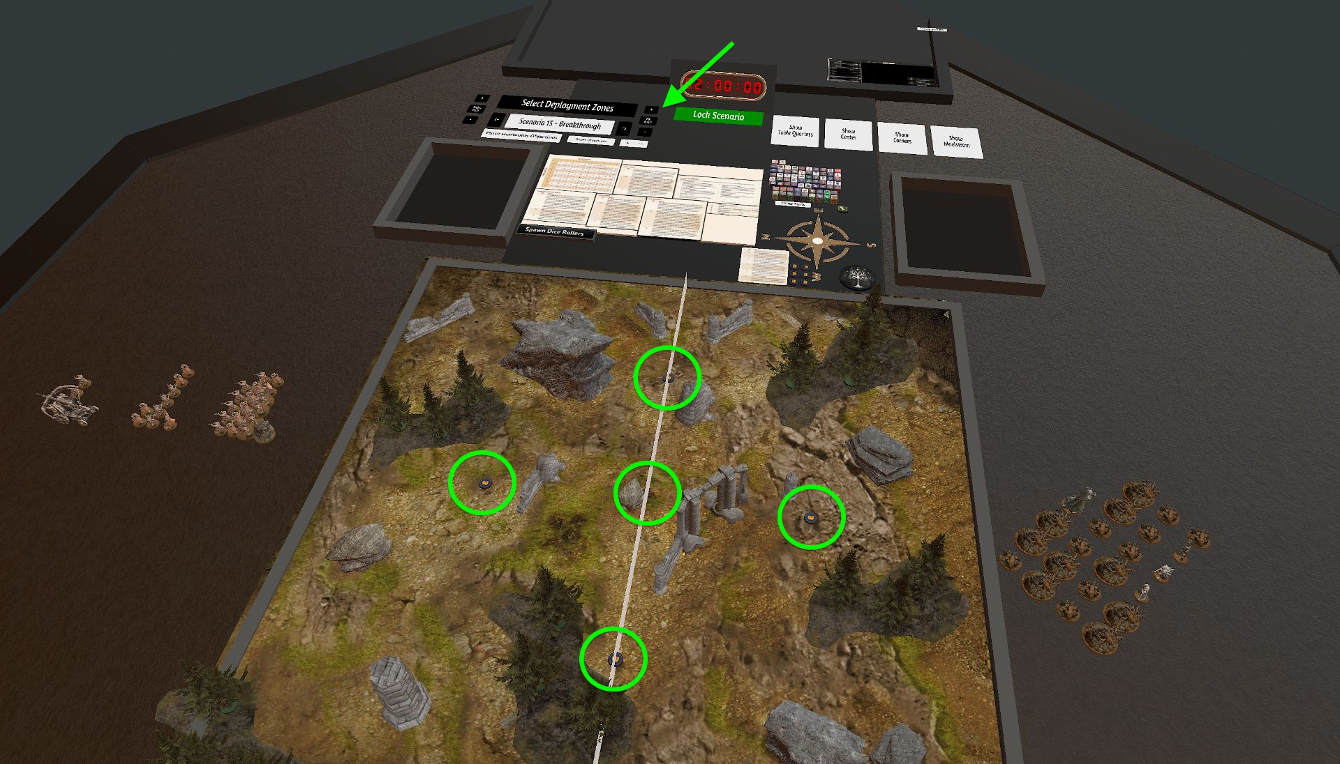 Highlighted areas pointing to the "+" button to increase the height that objective markers render at 