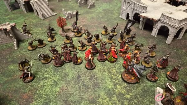 Photo taken in Round 4 at Shadows in the New Forest, with Tauriel (my assassin) on my right flank having just trapped and killed the enemy Uruk Hai Captain (my target)